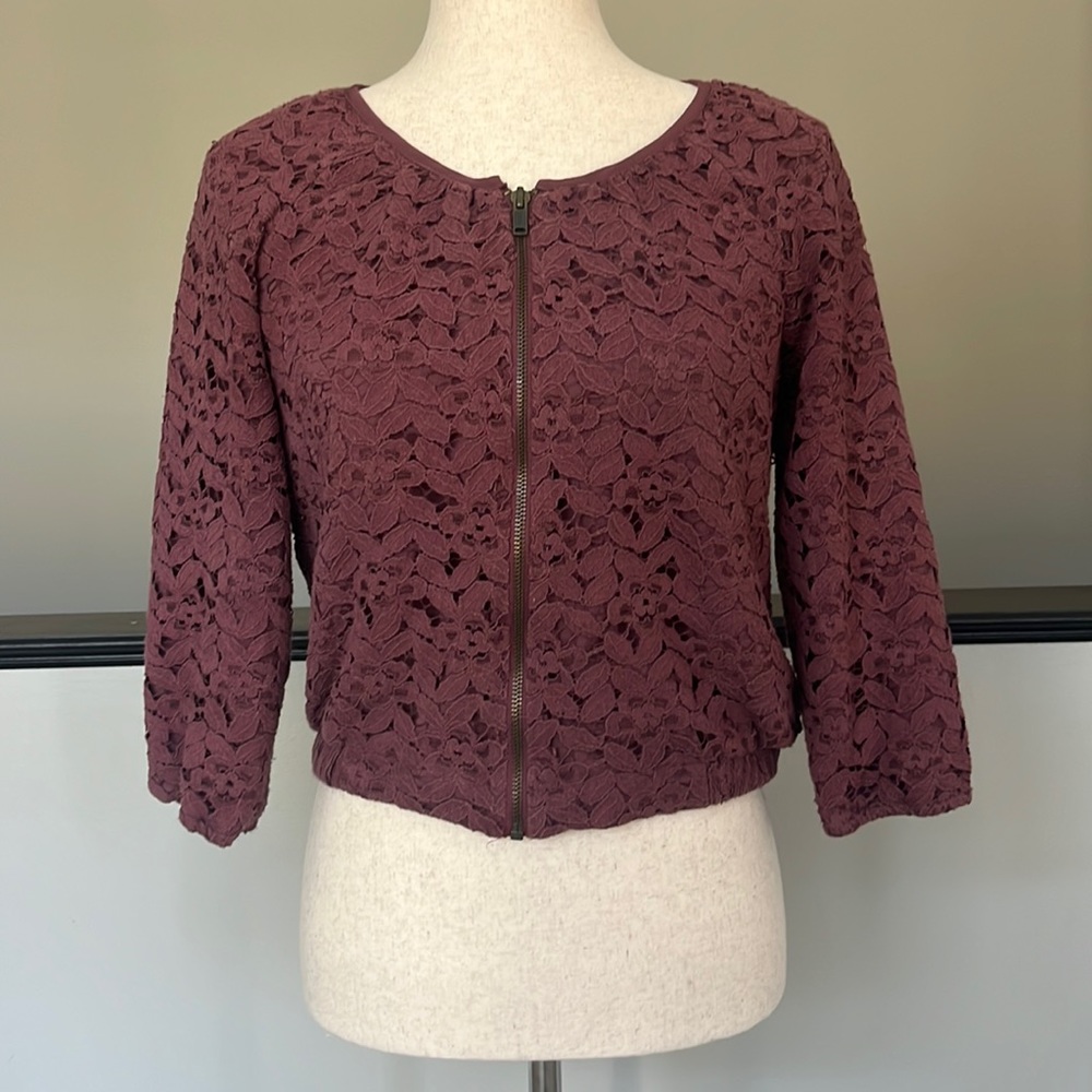 Anthro‎ Pins & Needles crochet shirt jacket / S